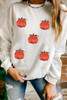 White Sequin Pumpkin Patched Drop Shoulder Sweatshirt