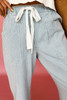 Sky Blue Stripe Mid Rise Drawstring Waist Jeans Sky Blue Stripe Mid Rise Drawstring Waist Jeans