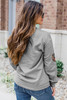 Gray Sequin Baseball Patched Casual Sweatshirt