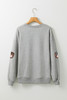 Gray Sequin Baseball Patched Casual Sweatshirt