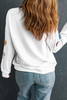 White Halloween Pumpkin Lantern Sequin Patched Sweatshirt