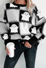 Black Halloween Ghost Checkered Drop Shoulder Sweater