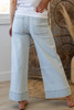 Sky Blue Stripe Button Flap Pocket Cuffed Hem Wide Leg Jeans Sky Blue Stripe Button Flap Pocket Cuffed Hem Wide Leg Jeans