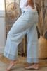 Sky Blue Stripe Button Flap Pocket Cuffed Hem Wide Leg Jeans Sky Blue Stripe Button Flap Pocket Cuffed Hem Wide Leg Jeans