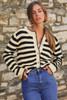 Apricot Stripe Chic Golden Button Cardigan Sweater