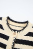 Apricot Stripe Chic Golden Button Cardigan Sweater