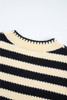 Apricot Stripe Chic Golden Button Cardigan Sweater