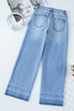 Dusk Blue Raw Hem Straight Leg Loose High Waist Jeans