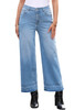 Dusk Blue Raw Hem Straight Leg Loose High Waist Jeans