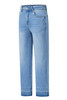 Dusk Blue Raw Hem Straight Leg Loose High Waist Jeans
