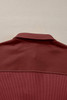 Red Dahlia Solid Color Long Sleeve Thermal Knit Polo Collar Patchwork Top