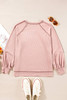 Delicacy Exposed Seam Textured Knit V Neck Pullover Top