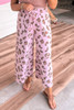 Pink Drawstring Leopard Print Patch Pocket Loose Pants Pink Drawstring Leopard Print Patch Pocket Loose Pants
