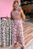 Pink Drawstring Leopard Print Patch Pocket Loose Pants Pink Drawstring Leopard Print Patch Pocket Loose Pants