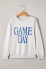 Blue Vintage Washed GAME DAY Graphic Baggy Sweatshirt