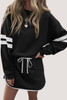 Black Varsity Stripe Detail Drop Shoulder Pullover Mini Skirt Set Black Varsity Stripe Detail Drop Shoulder Pullover Mini Skirt Set