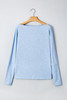 Beau Blue Solid Color Batwing Long Sleeve Top