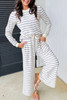 Sail Blue Striped Long Sleeve Top Drawstring Wide Leg Pants 2pcs Outfit Sail Blue Striped Long Sleeve Top Drawstring Wide Leg Pants 2pcs Outfit