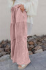 Straw Yellow Mineral Wash Tiered Wide Leg Patchwork Drawstring Pants