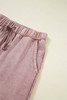 Straw Yellow Mineral Wash Tiered Wide Leg Patchwork Drawstring Pants