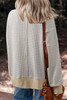 Brown Stripe Chenille Bow Patched Drop Shoulder Long Sleeve Top