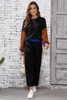 Black 2pcs Color Block Pullover Loose Pant Set