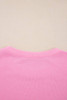 Pink Big Bow Lace Embroidered Dolman Sleeve Slit Plus Size Sweatshirt