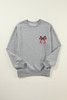 Gray Football Bow Print Drop Shoulder Pullover Sweatshirt