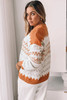 Khaki Zigzag Geometric Pattern Knitted Pullover Sweater Khaki Zigzag Geometric Pattern Knitted Pullover Sweater