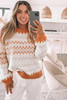 Khaki Zigzag Geometric Pattern Knitted Pullover Sweater Khaki Zigzag Geometric Pattern Knitted Pullover Sweater