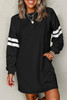 Black Varsity Contrast Banded Sleeve Shift Sweatshirt Dress