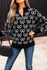 Black Cute Bow Pattern Drop Shoulder Zipped Collar Sweater Black Cute Bow Pattern Drop Shoulder Zipped Collar Sweater