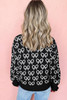 Black Cute Bow Pattern Drop Shoulder Zipped Collar Sweater Black Cute Bow Pattern Drop Shoulder Zipped Collar Sweater