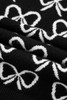 Black Cute Bow Pattern Drop Shoulder Zipped Collar Sweater Black Cute Bow Pattern Drop Shoulder Zipped Collar Sweater