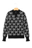 Black Cute Bow Pattern Drop Shoulder Zipped Collar Sweater Black Cute Bow Pattern Drop Shoulder Zipped Collar Sweater