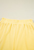 Yellow Color Block Patchwork Half Button Pullover and Shorts 2pcs Outfit