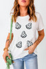 White Playful Ghost Patched Cotton Blend T Shirt