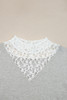 Light Grey Button Keyhole Lace Patchwork Drop Shoulder Sweater Light Grey Button Keyhole Lace Patchwork Drop Shoulder Sweater
