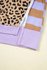 Purple Stripe Color Block Patchwork Leopard Casual Sweatshirt with Slits