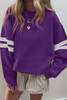 Tillandsia Purple Varsity Striped Detail Drop Shoulder Oversized Sweatshirt