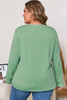 Grass Green Flower Applique Mineral Wash Plus Size Top