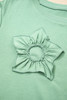 Grass Green Flower Applique Mineral Wash Plus Size Top