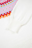 White Ethnic Geometric Colorblock Print Drop Shoulder Sweater White Ethnic Geometric Colorblock Print Drop Shoulder Sweater