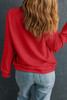 Red Sequined Baseball Bow Graphic Plus Size Sweatshirt