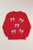 Red Sequined Baseball Bow Graphic Plus Size Sweatshirt