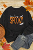 Black Feeling Spooky Halloween Embroidered Graphic Baggy Sweatshirt