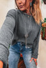Medium Grey Raw Edge Uneven Hem Patchwork Drop Shoulder Sweater Medium Grey Raw Edge Uneven Hem Patchwork Drop Shoulder Sweater