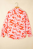 Orange Botanical Print Single Chest Pocket Button Up Shirt