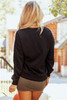 Black Halloween Ghost Bow Sequin Patched Drop Shoulder Sweatshirt