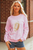 Pink GAME DAY Football Rugby Print Casual Sweatshirt